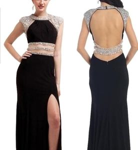 PINK Jeweled illusion prom dress gown cap sleeve